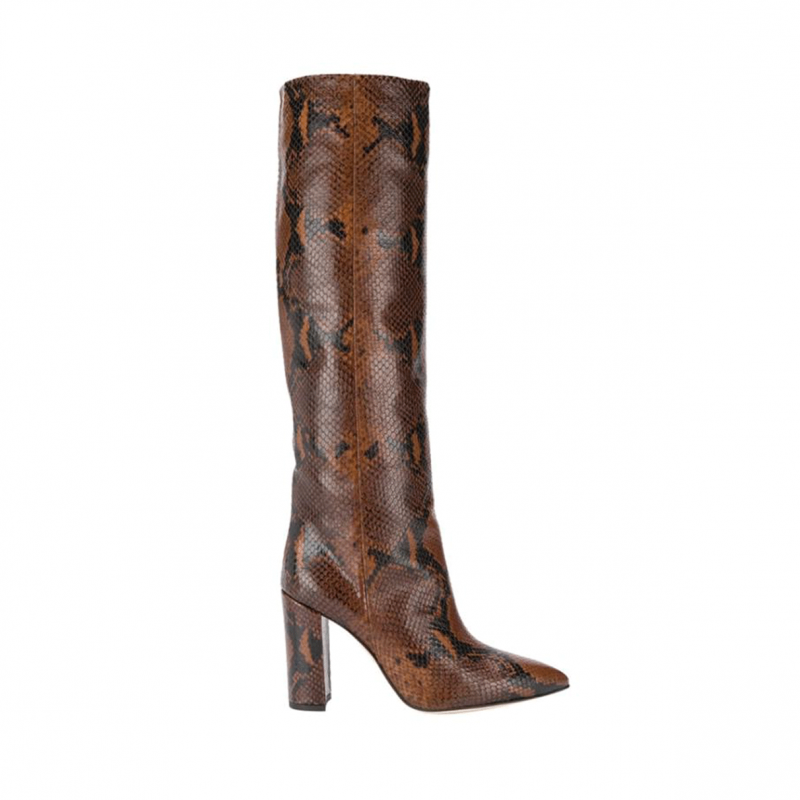 Printed Leather Knee High Boots