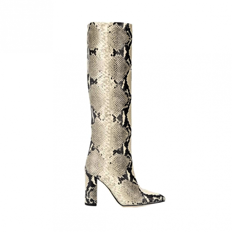 Printed Leather Knee High Boots