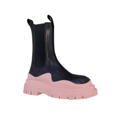 Bi-Color Leather Ankle Boots