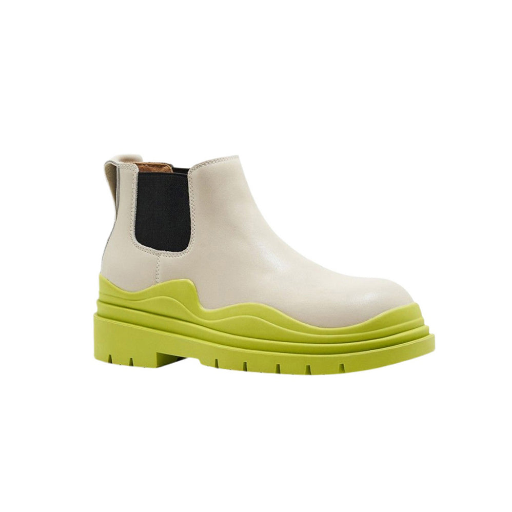 Tri-Color Leather Ankle Boots