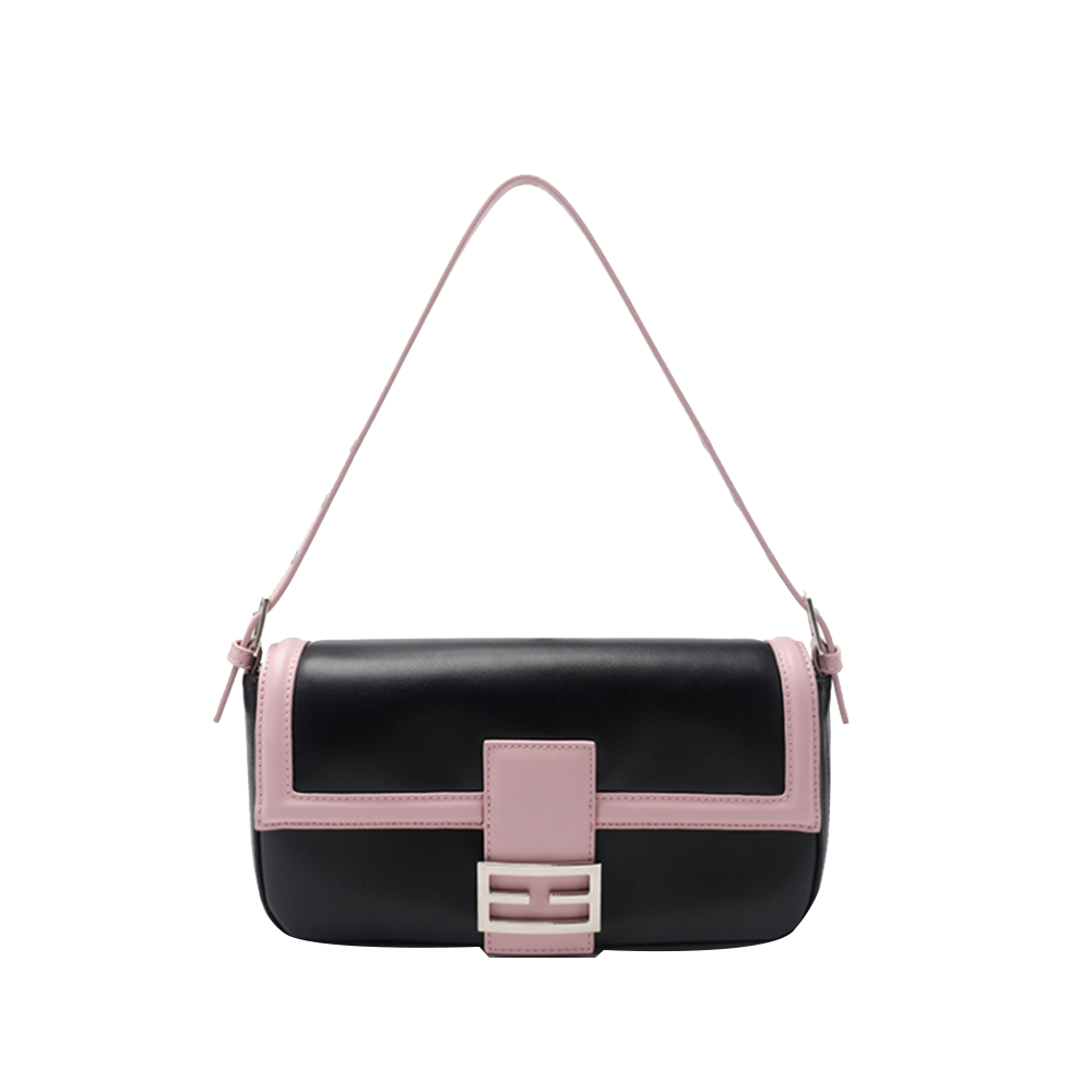 Metal Lock Bi-Color Cross Body Bag