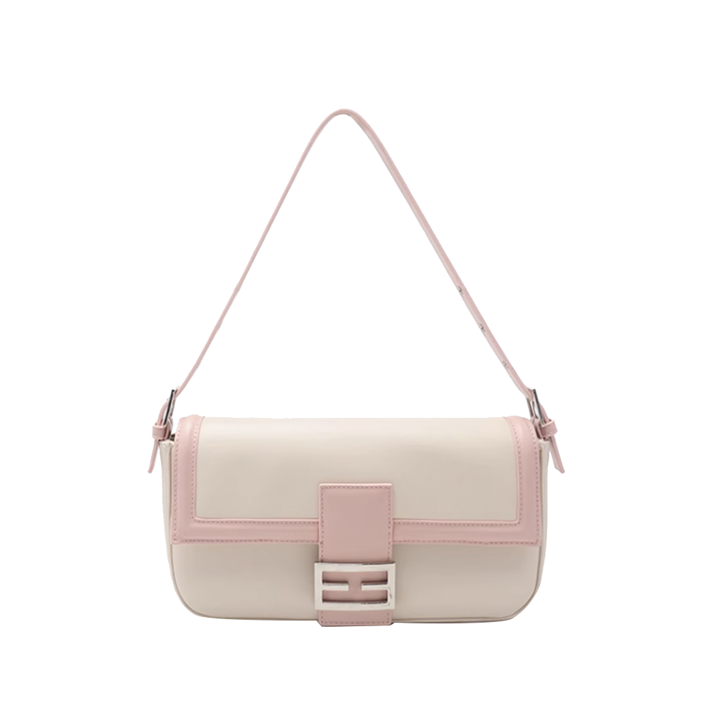 Metal Lock Bi-Color Cross Body Bag