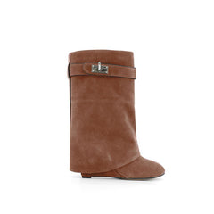 Suede Wedged Heel Ankle Boots