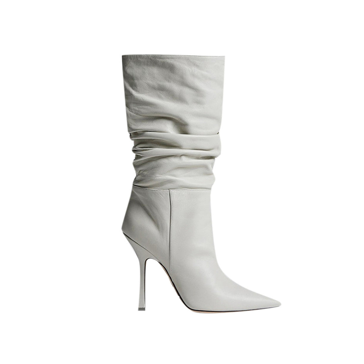Stiletto Heel Leather Slouchy Ankle Boots