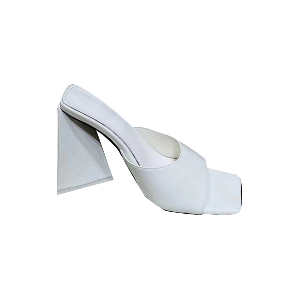Block Heel Patent Leather Mules Sandals