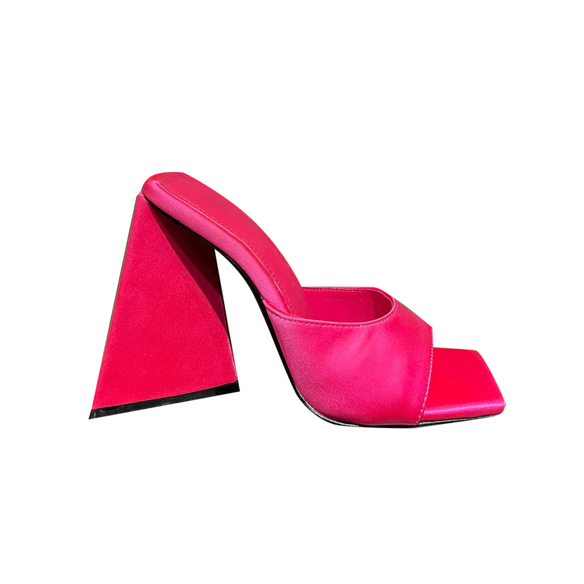 Block Heel Satin Mules Sandals