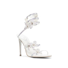 Diamante Flower High Heel Sandals