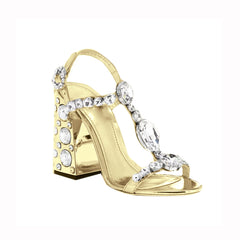 Diamante Block High Heel Sandals