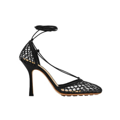 Lace Up Fishnet High Heel Sandals