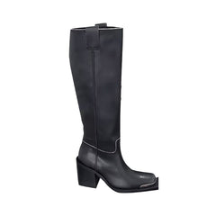 Metal Plated Knee High Boots