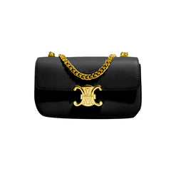 Metal Lock Leather Cross Body Bag