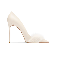Fur Embellished High Heel Pumps - 10cm