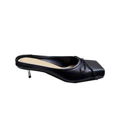 Bow Mid Heel Mules Pumps - 4.5cm