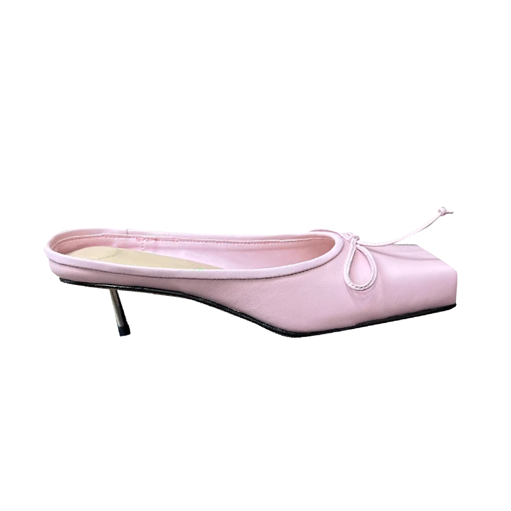 Bow Mid Heel Mules Pumps - 4.5cm