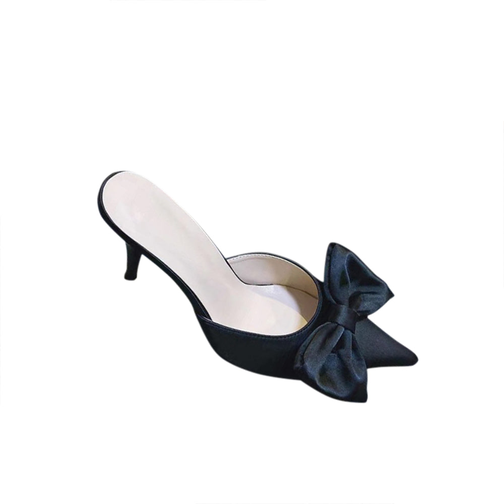 Bow Embellished Leather Mules Sandals