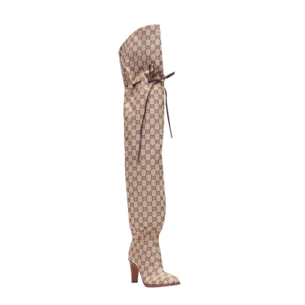 Printed Lace Up Over The Knee Boots