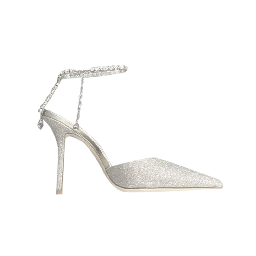 Ankle Diamante Glitter High Heel Sandals - 10cm