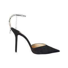 Ankle Diamante Satin High Heel Sandals - 10cm