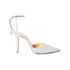 Ankle Diamante Satin High Heel Sandals - 10cm
