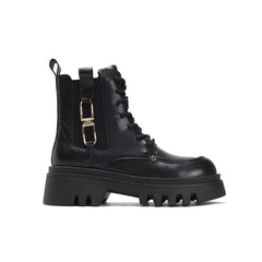 Lace Up Leather Platform Ankle Boots