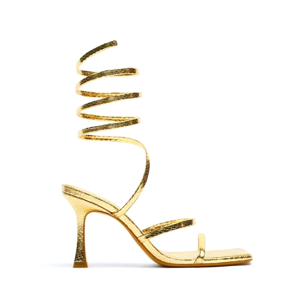 Ankle Wrap Mid Heel Sandals