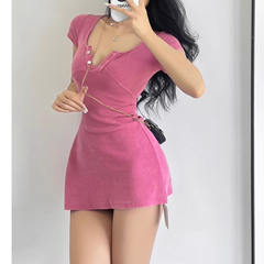 V Neck Mini Dress