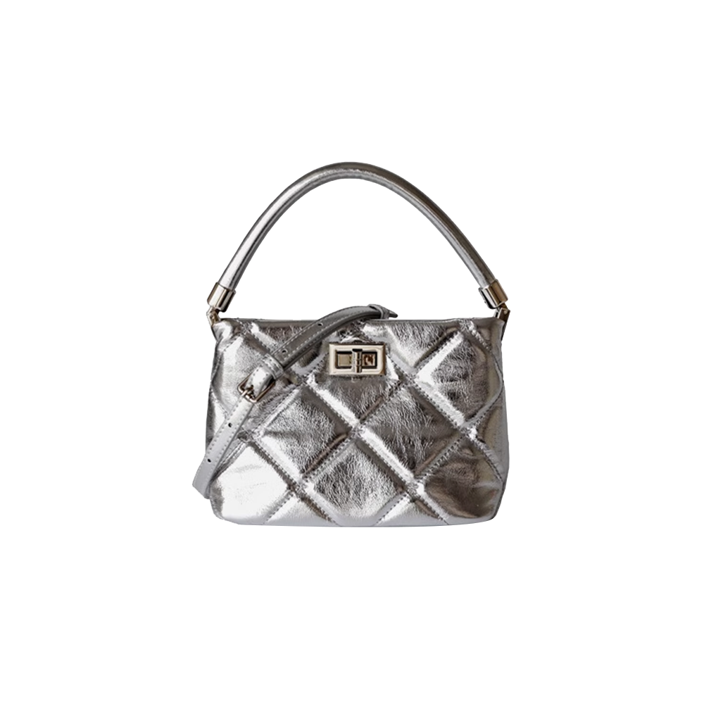Metal Lock Quilted Cross Body Bag