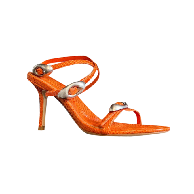 Metal Embellished Mid Heel Sandals