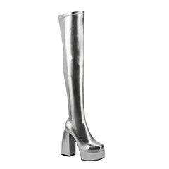Block Heel Platform Over The Knee Boots