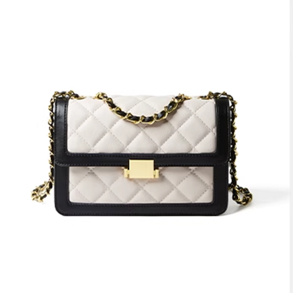 Metal Lock Quilted Cross Body Bag