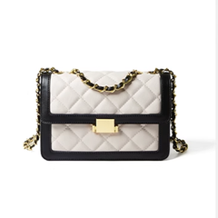 Metal Lock Quilted Cross Body Bag