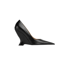 Leather Wedged Heel Pumps