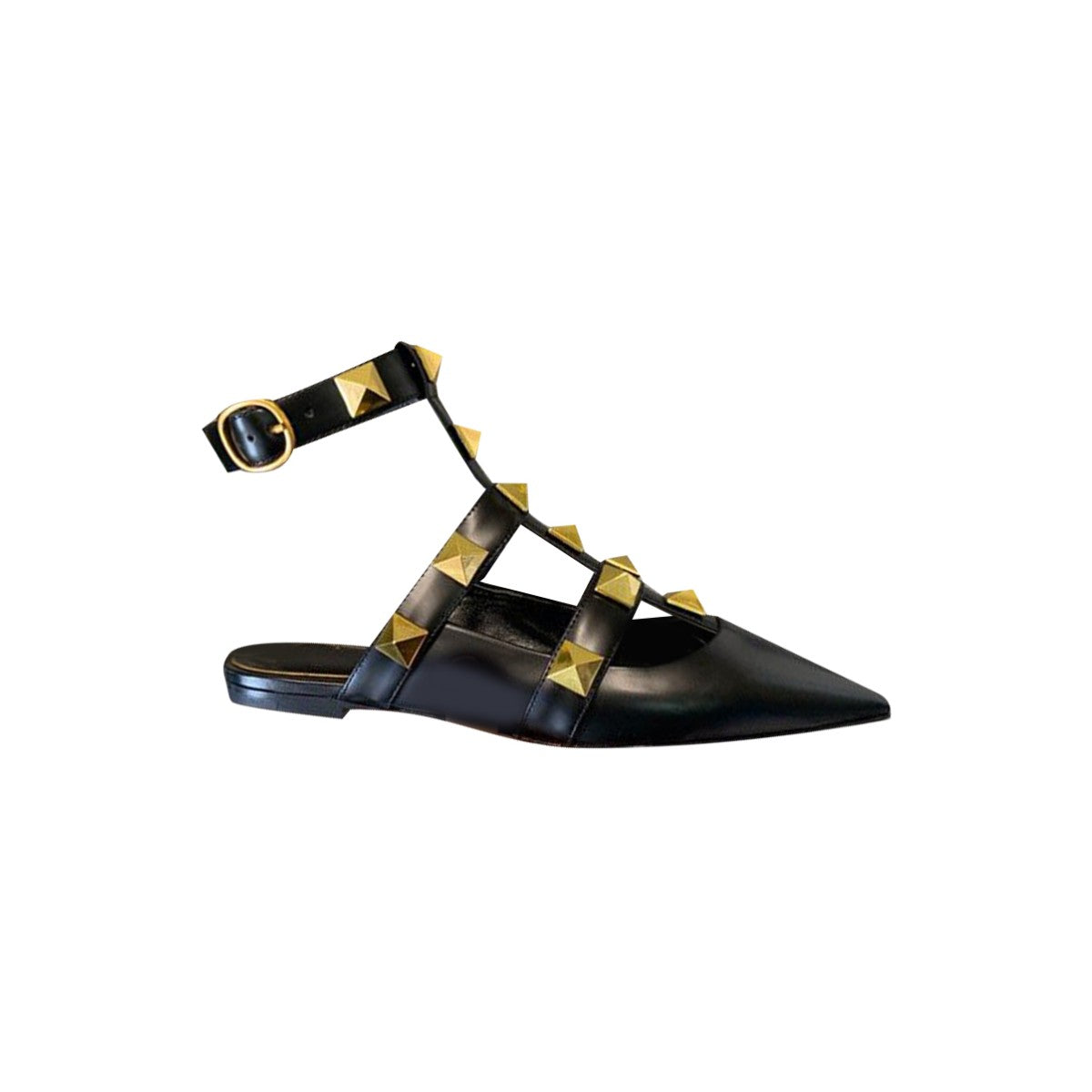 Studded Ankle Strap Flat Sandals