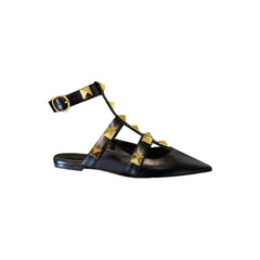 Studded Ankle Strap Flat Sandals