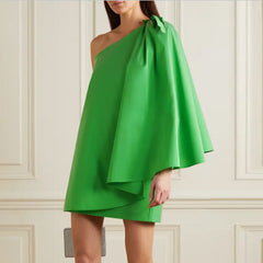 One-Shoulder Mini Evening Dress Gown
