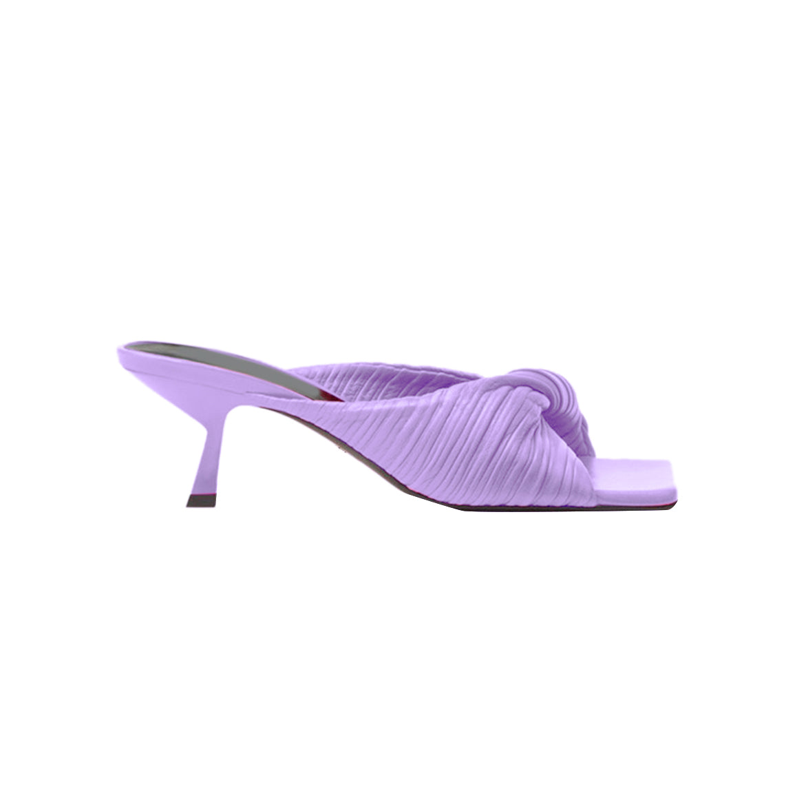 Fold Detailed Leather Mid Heel Mules Sandals - 6cm
