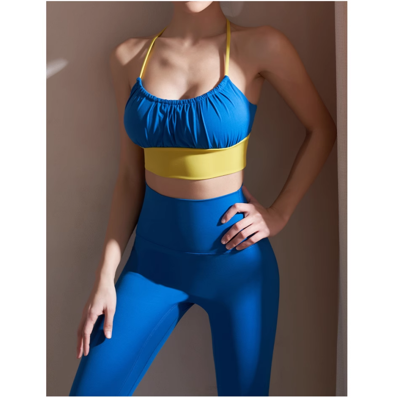 Yoga Pilates Bi-Color Fitted Sports Bra And Stretc