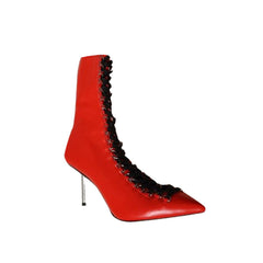 Lace Up High Heel Ankle Boots