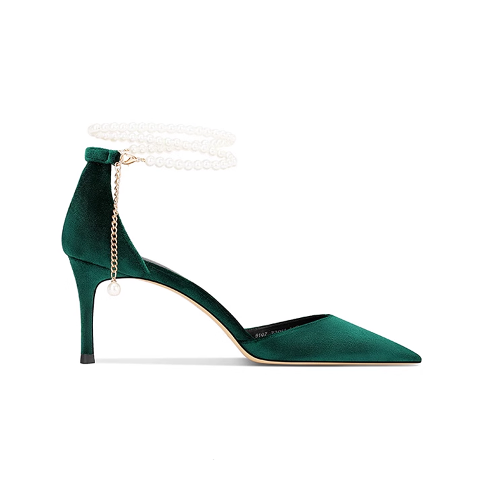 Pearl Embellished Kitten Heel Sandals