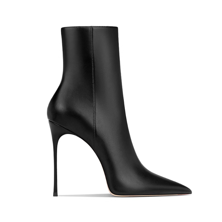 Leather High Heel Ankle Boots