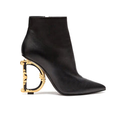 Sculptured Heel Asymmetric Leather Ankle Boots