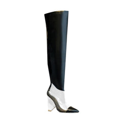 PVC And Leather Over The Knee Boots