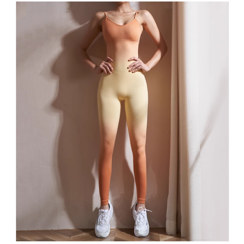 Yoga Pilates Gradient Color Fitted Jumpsuit