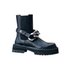 Chain Embellished Leather Ankle Boots