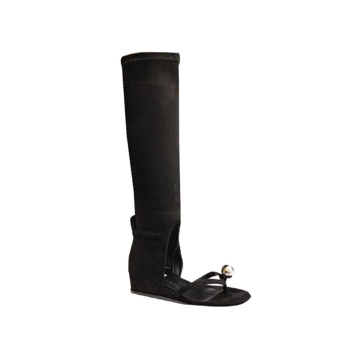 Ball Embellished Knee High Boots