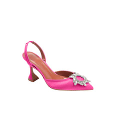 Diamante Embellished Satin Mid Heel Sandals - 8.5c