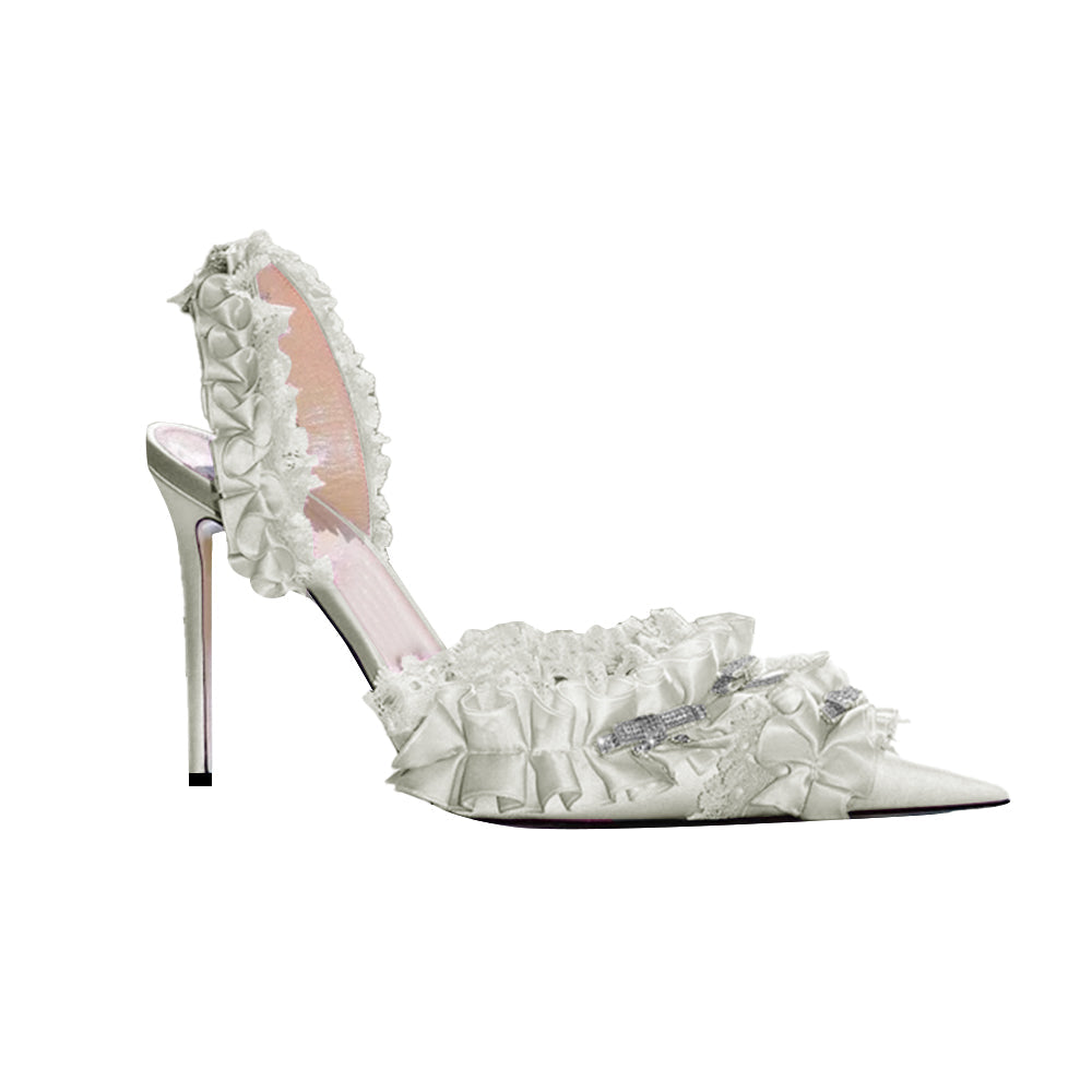 Diamante Ruffled High Heel Sandals