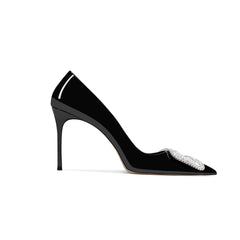 Diamante Buckled Mid Heel Pumps - 6cm