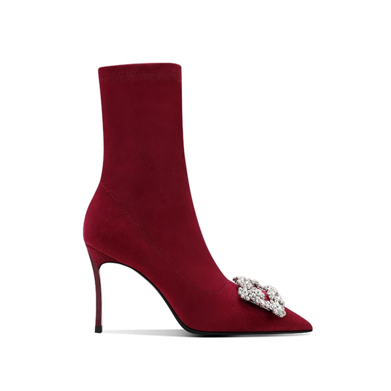 Diamante Buckled Ankle Boots - 8cm