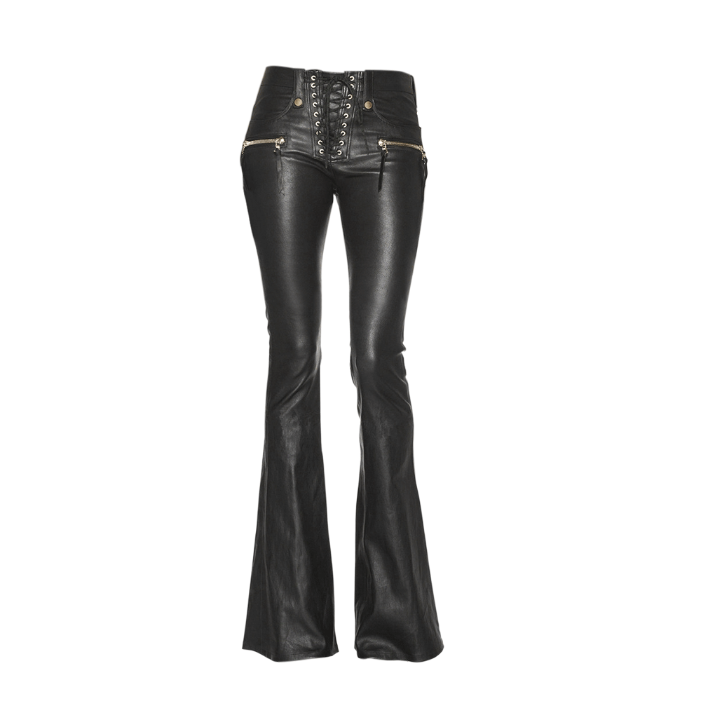 Lace Up Leather Flared Pants – Bopka